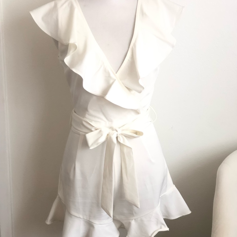 White ruffle romper